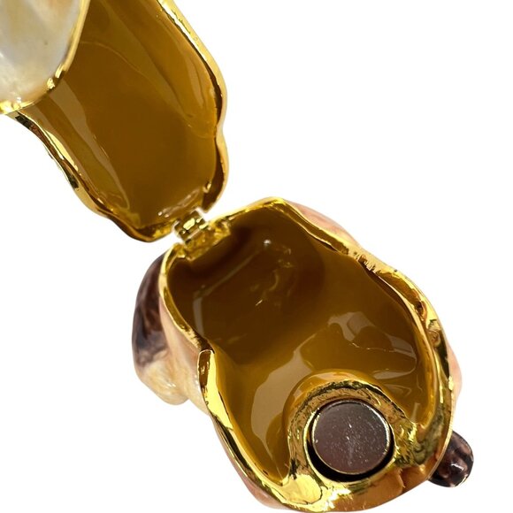 Red Fox Jeweled Enamel Trinket Box Rhinestones Gold Accents - Picture 6 of 11